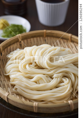 Udon noodles served in a colander Udon noodles served in a colander 126890244