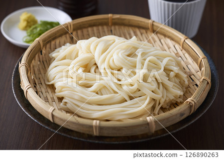 Udon noodles served in a colander Udon noodles served in a colander 126890263
