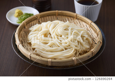 Udon noodles served in a colander Udon noodles served in a colander 126890264