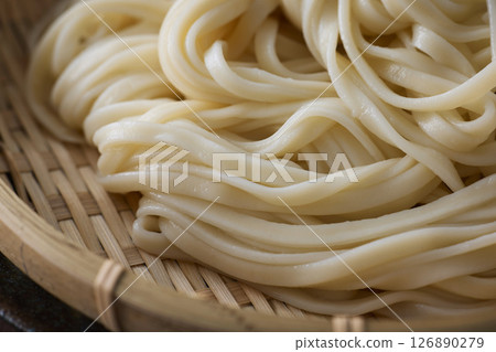 Udon noodles served in a colander Udon noodles served in a colander 126890279
