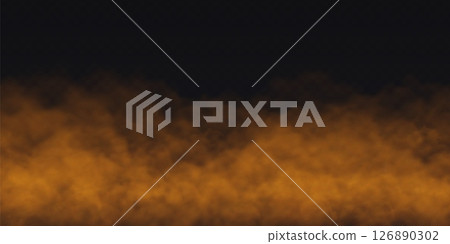 Orange Fog effect on transparent dark background. Vector Smoke cloud. Orange Fog effect on transparent dark background. Vector Smoke cloud. 126890302