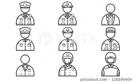 日本警察制服單色圖示集 126890404