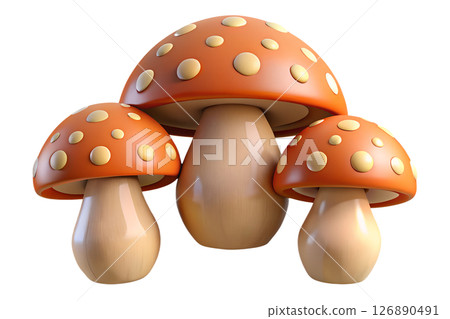 Three Cartoon Mushrooms 126890491