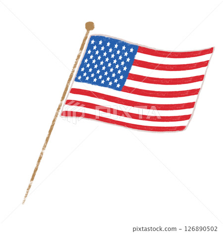 美國國旗在風中飄揚,蠟筆觸感 美國國旗在風中飄揚,蠟筆觸感 126890502