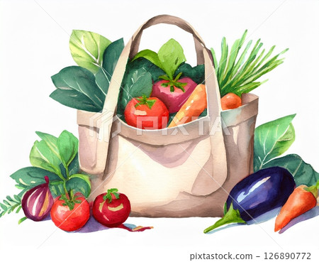 環保袋中的蔬菜插圖 126890772