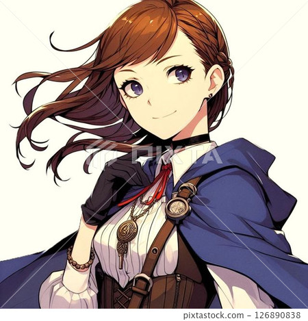 A woman in a navy blue cloak A woman in a navy blue cloak 126890838