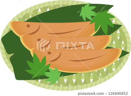 Japanese sweetfish served on a bamboo basket 126890852