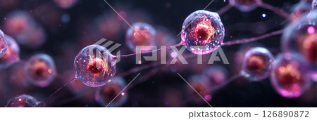 Futuristic Visualization of Glowing Cells and Microorganisms 126890872
