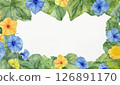 牽牛花的水彩畫框插圖，照亮夏日的早晨 126891170
