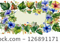 牽牛花的水彩畫框插圖，照亮夏日的早晨 126891171