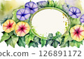 牽牛花的水彩畫框插圖，照亮夏日的早晨 126891172