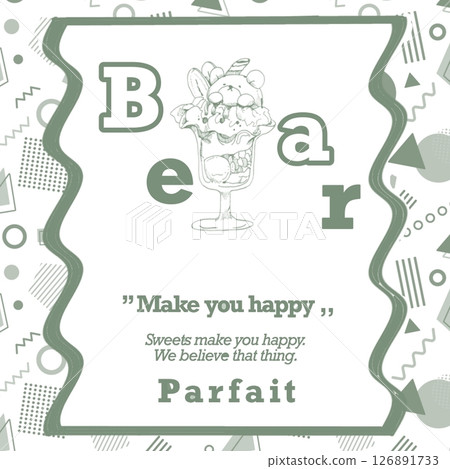 熊醬芭菲標籤 綠色 126891733