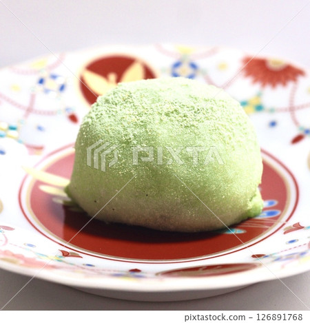 Uguisu mochi on a plate Uguisu mochi on a plate 126891768