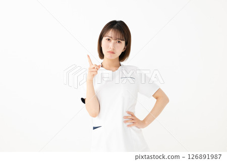 Woman in white coat refusal refusal Woman in white coat refusal refusal 126891987