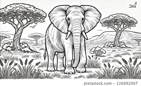 Elephants in the savanna coloring page 126892007