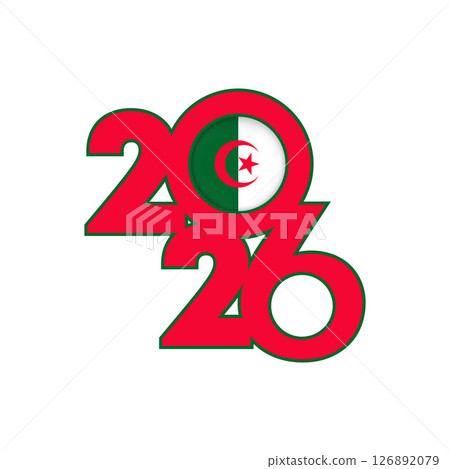 2026 banner with Algeria flag inside. 2026 banner with Algeria flag inside. 126892079