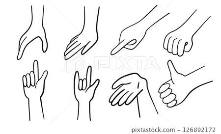Human Hand Gestures Line Set 126892172