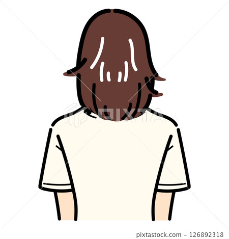手寫_短髮後視圖_向量_06 126892318