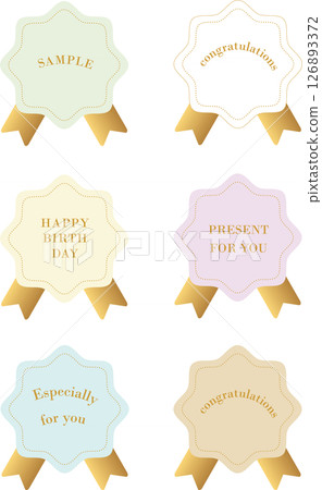 Gold ribbon gift sticker set (pastel colors) Gold ribbon gift sticker set (pastel colors) 126893372