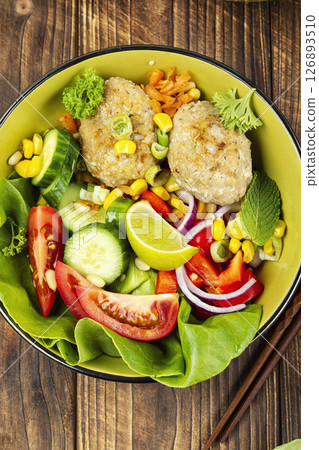 Fish cakes. Fish patties. 126893510