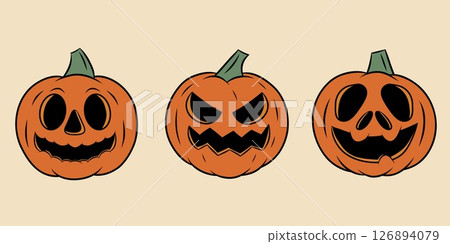 Halloween pumpkin set vector illustration Halloween pumpkin set vector illustration 126894079