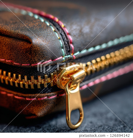 Your It Bag detail of hand-stitched seam, expressing craftsmanship and quality in closeup view 126894142