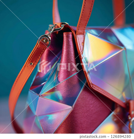 Your It Bag sculptural hybrid design with iridescent crystal-like texture and deep red leather 126894280