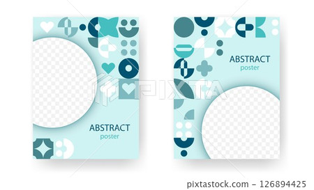 Set of abstract posters with dynamic icons and space for photo Set of abstract posters with dynamic icons and space for photo 126894425