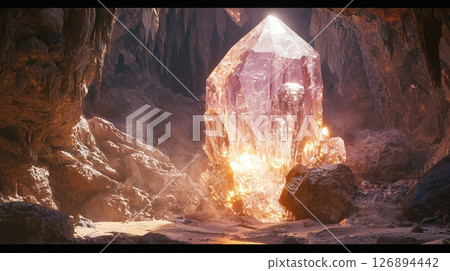 An underground space where giant crystals shine 126894442