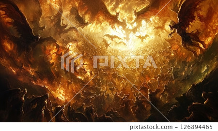 Scenes from the final battle between angels and demons 126894465