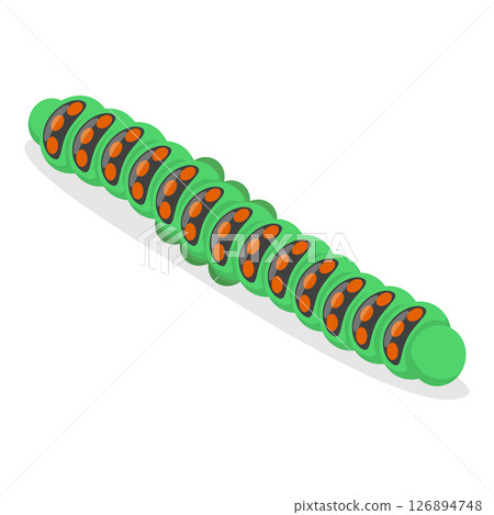 3D Isometric Flat Vector Set of Caterpillars And Worms, Biology and Education. Item 2 126894748