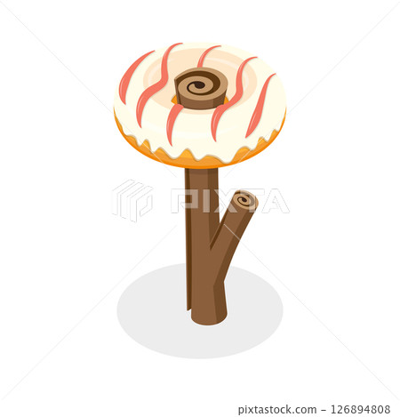 3D Isometric Flat Vector Set of Fantasy Sweet Land Elements, Candy Plants. Item 5 126894808