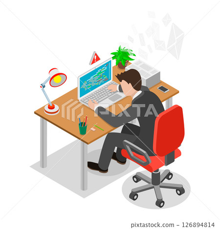 3D Isometric Flat Vector Illustration of Computer Network Attack, Cybersecurity, Digital Information Protection. Item 2 126894814