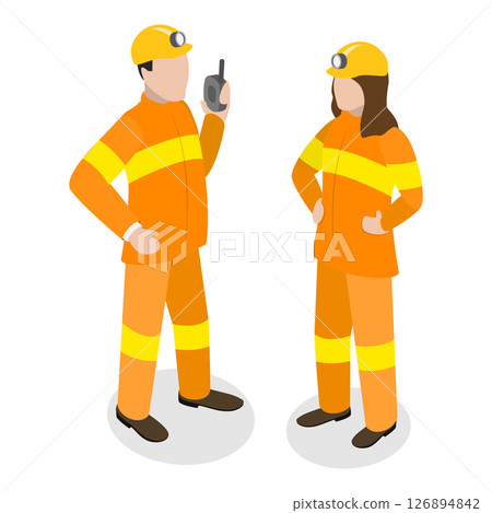 3D Isometric Flat Vector Illustration of Emergency Services, Paramedic, Firefighter and Policeman. Item 2 3D Isometric Flat Vector Illustration of Emergency Services, Paramedic, Firefighter and Policeman. Item 2 126894842