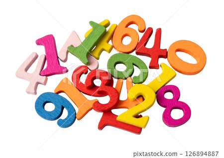 Math number colorful on white background, education study mathematics learning teach concept. 126894887