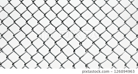 Close-Up of Chain Link Fence with Clean White Background Close-Up of Chain Link Fence with Clean White Background 126894963