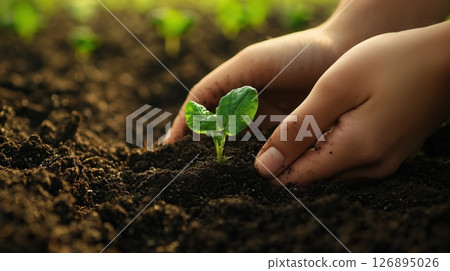 溫柔的雙手守護著花蕾的未來 126895026