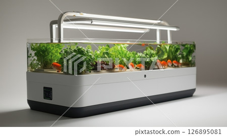 Aquaponics facility where fish and vegetables coexist 126895081