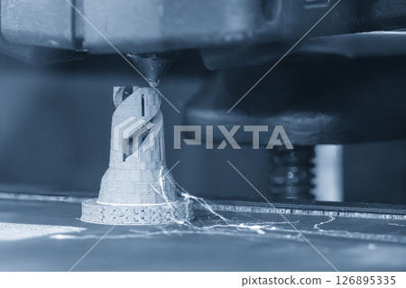 Close up scene the core shape part made by direct metal laser sintering method. Close up scene the core shape part made by direct metal laser sintering method. 126895335