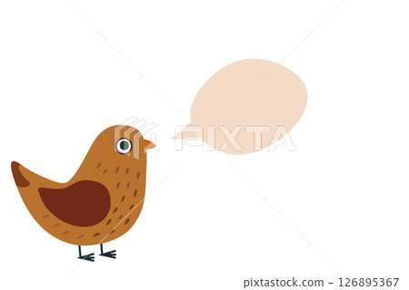 An Adorable Cartoon Bird with a Playful Speech Bubble Perfect for Childrens Artwork 126895367