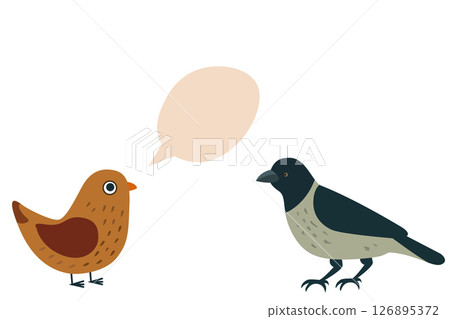 Whimsical and Charming Birds Engaging in Friendly Conversation, Illustrated in a Fun Style Whimsical and Charming Birds Engaging in Friendly Conversation, Illustrated in a Fun Style 126895372