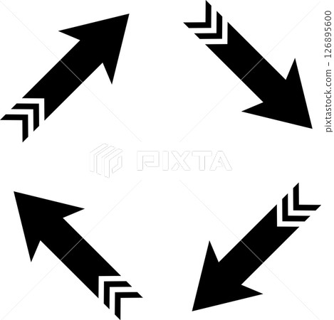 Black V-shaped striped tail diagonal arrows set Black V-shaped striped tail diagonal arrows set 126895600