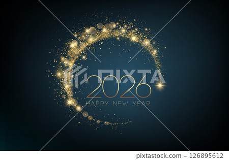 Merry Christmas and Happy New Year Abstract shiny color gold wave design element 126895612