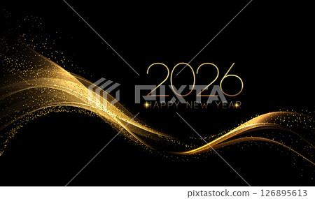 Merry Christmas and Happy New Year Abstract shiny color gold wave design element Merry Christmas and Happy New Year Abstract shiny color gold wave design element 126895613