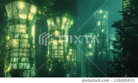 夢幻燈光籠罩下的生物城夜景 126895653