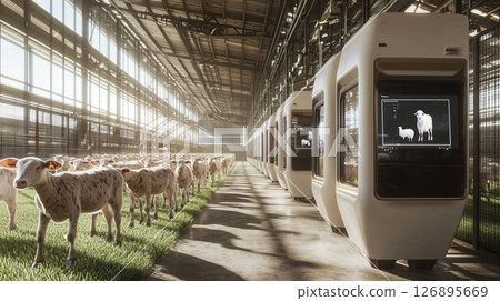 Smart livestock farms managed by high-tech facilities 126895669