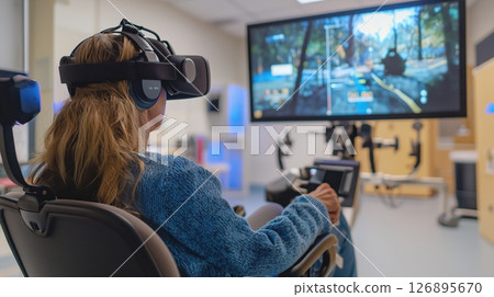 接受 VR 復健和運動分析系統治療的女性 126895670