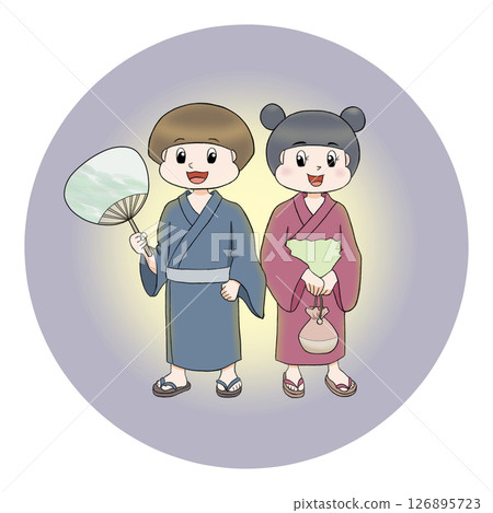 穿著浴衣的兒童 126895723