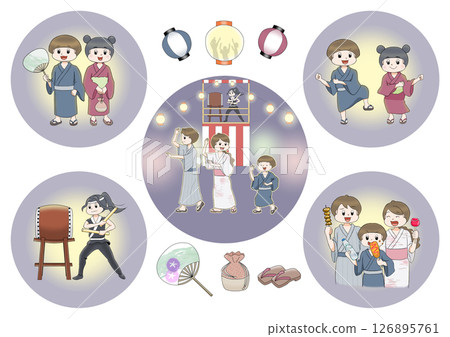 Bon dance illustration set 126895761