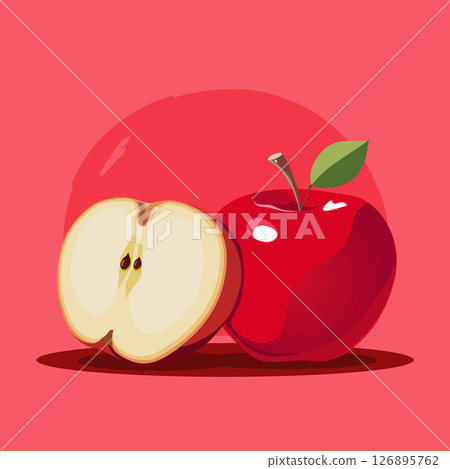 juicy red apples. Vector fruit illustration in flat style. Summer clipart for diet design juicy red apples. Vector fruit illustration in flat style. Summer clipart for diet design 126895762
